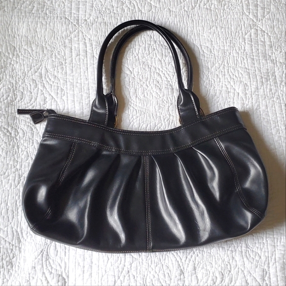 EUC - Black Faux Leather Shoulder Bag - Picture 2 of 8